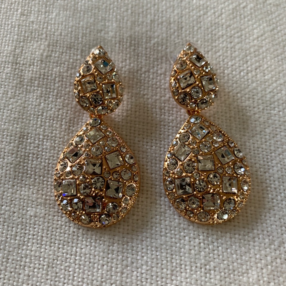 THEIA Teardrop Earrings Crystal Rose Gold